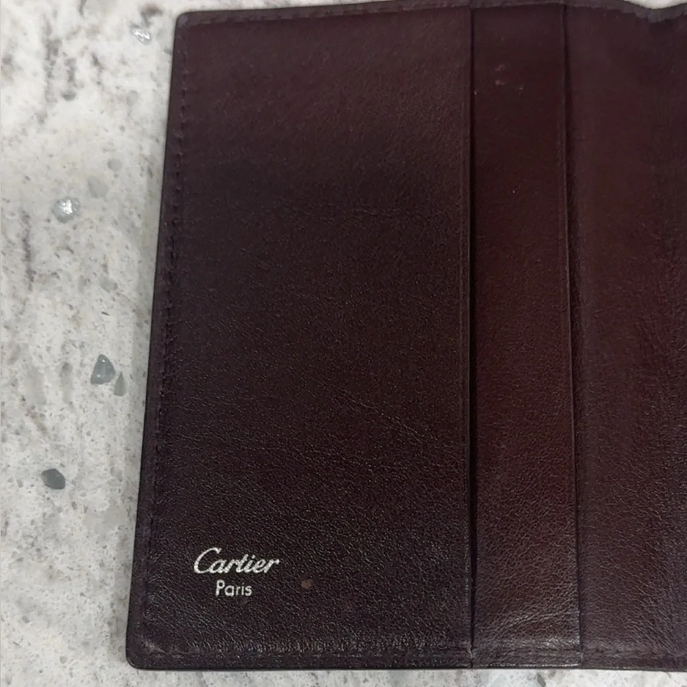Cartier Dark Brown Leather Card Holder Wallet AUTHENTIC